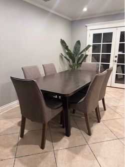 Dining chairs, set of six chairs only table not included color, brown gray