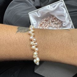 Pink Pearl Necklace & Bracelet set — Real Pearls