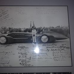1935 Framed Bluebird Auto Racing.. Many Autographs.. Excellent Condition! All Sales Final.
