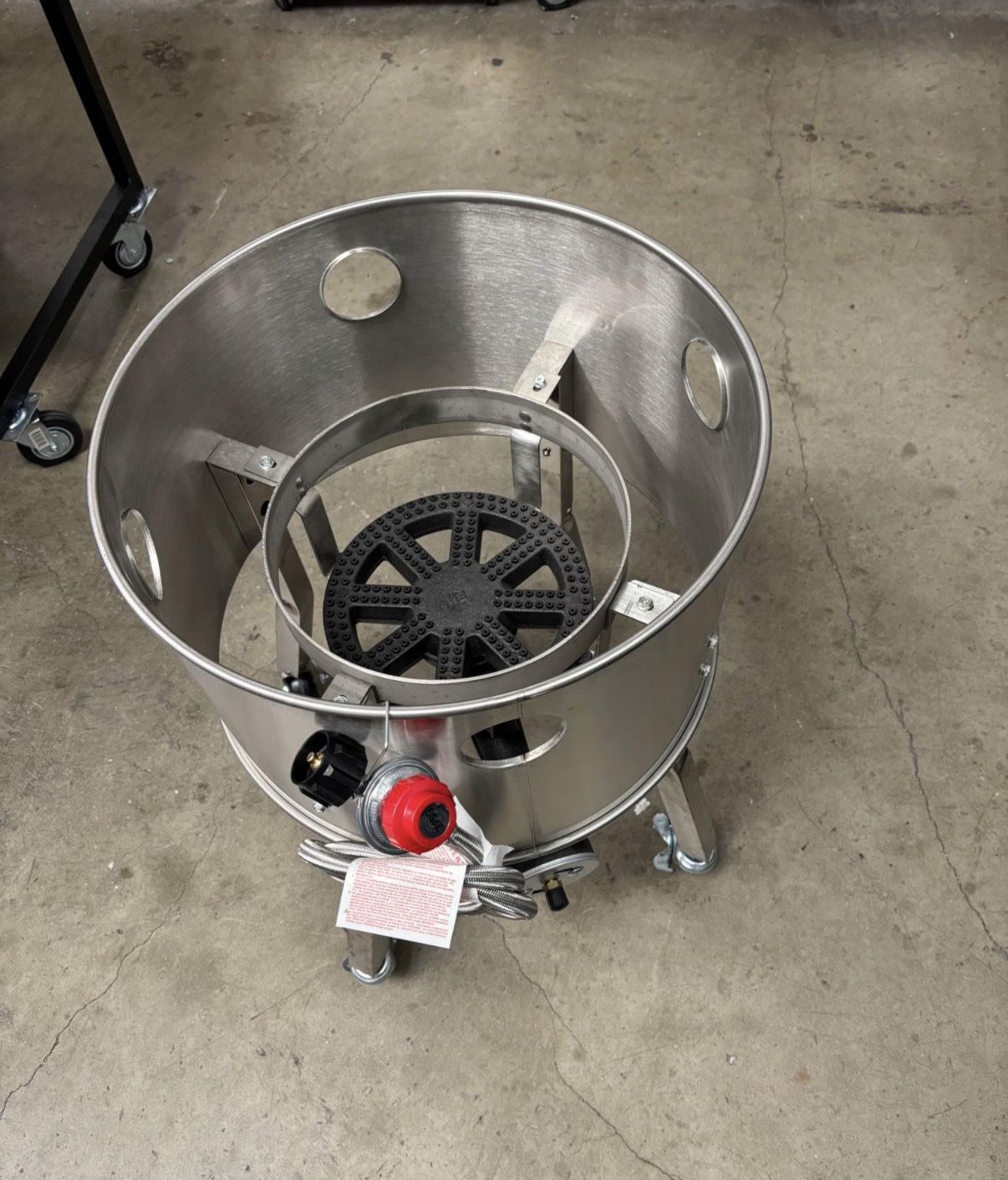 barril de acero inoxidable con quemador de alta presión incluye manguera con regulador 20 PSI