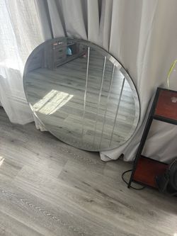 Large Round Frameless Wall Mirror