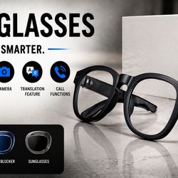 🔥 AI Smart Glasses w/ Camera + 3 Lens Sets 🔥 Brand New