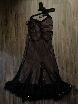 VTG Y2K Forever 21 100% Silk Black Halter Dress BlackSheer M