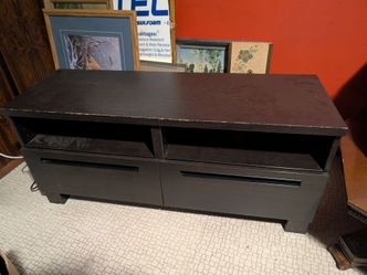 Dark Brown Wood TV Stand with Drawers