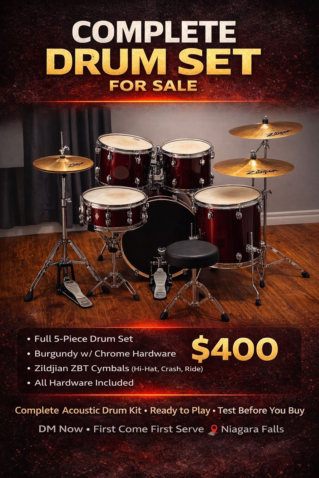 Complete Drum Set – Ready to Play