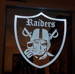Raiders etched lighted mirror