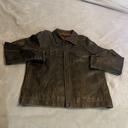 Vintage GAP Jacket Men Large Brown Genuine Leather Motorycle Faded 90s Y2K Solid