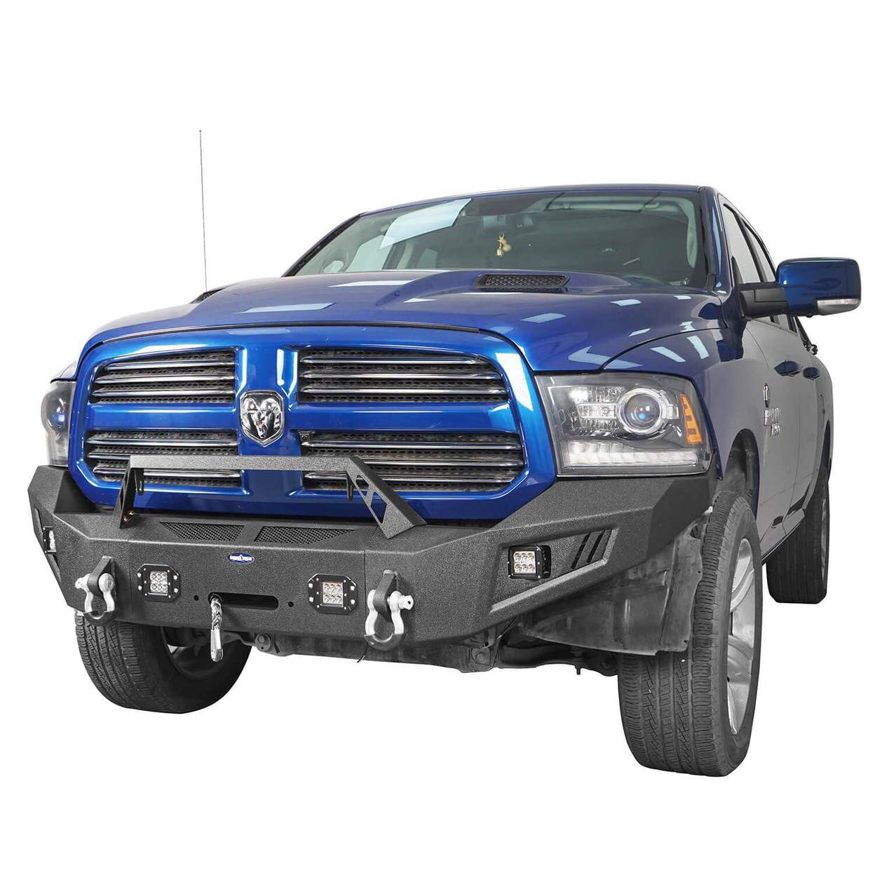 Front Bumper w/ Winch Plate & LED Spotlights(13-18 Dodge Ram 1500