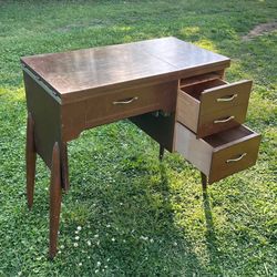 Vintage Mid Century Modern MCM Vanity Console Sewing Machine Table With 2 Drawers