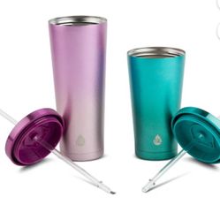 TAL Stainless Steel Coolie Tumblers 2-Pack, 24 fl oz and 18 fl oz, Purple and Green
