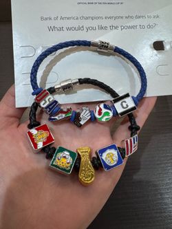 2026 FIFA World Cup Bank of America Charm Fifa + Team USA Charm Bead Bracelet in Blue & Black Cord Set Fan Festival Exclusive Limited Edition Stadium 