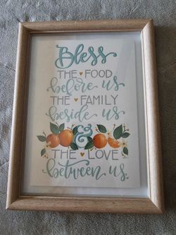 Framed "Bless the Food" Kitchen Wall Art