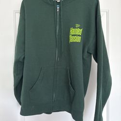 Disney Parks Haunted Mansion Sweatshirt Hoodie Men Size medium Green Full Zip