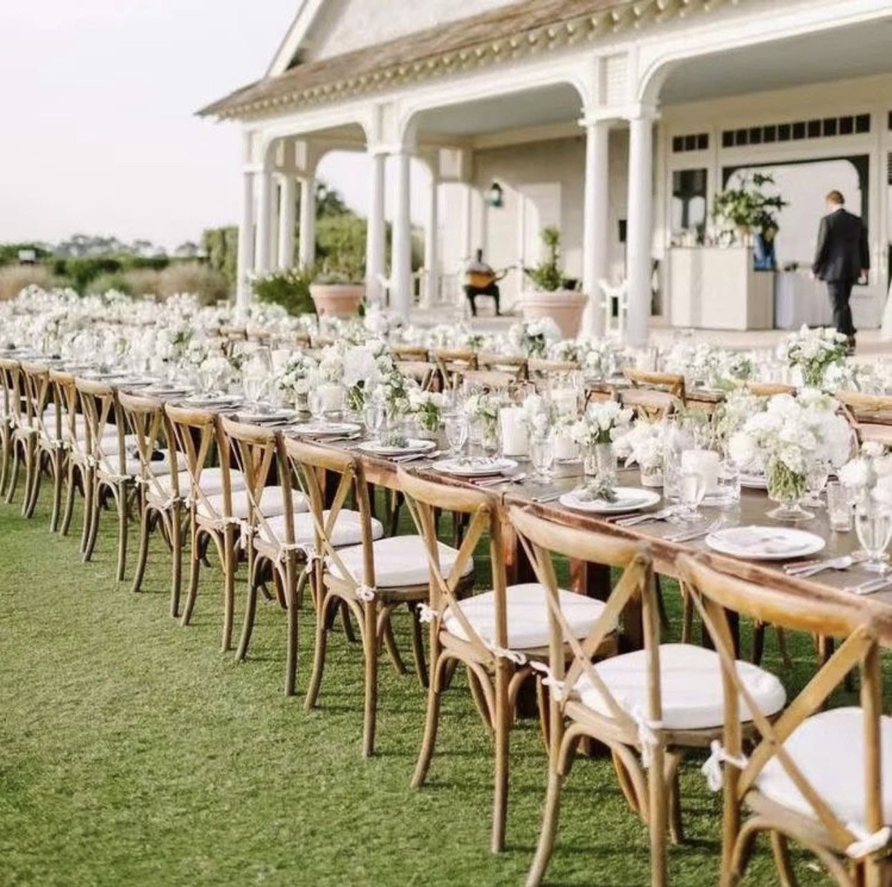 Cross Back Wood Chairs.