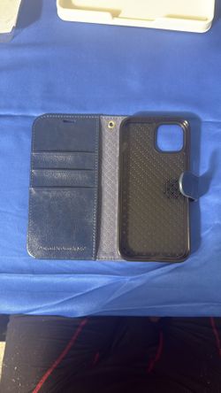 OCASE Leather iPhone 15 Wallet Case Blue