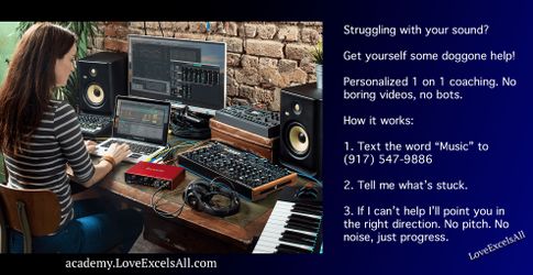Learn Production, Mixing, Sound Design, Etc. Free no obligation consultation for 1st timers.