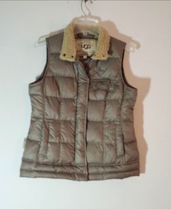 Vintage UGG Australia Quilted Down Puffer Vest  Size S | Metallic Taupe/Bronze-Brown