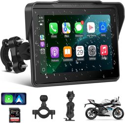 Motorcycle CarPlay Screen 7", Waterproof GPS Display for Motorbike, Wireless CarPlay & Android Auto para Moto, Dual Bluetooth, Touchscreen, Music Shar