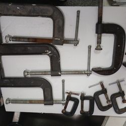 Five. 2in. C Clamps Three 9in. C Clamps And Two 4in Clamps 