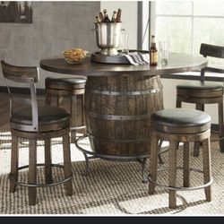 Pub Table With 4 Bar Stools 
