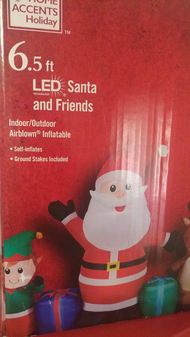 7ft LED Lightup Santa & Friends Christmas Inflatable. Rare!