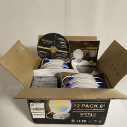 DAMINY 12 Pack 6 Inch 5CCT LED Recessed Light with Night Light,Ultra-Thin,Canless recessed Lighting 6 in,12W=110W,1000LM,Dimmable Wafer Lights,ETL Cer