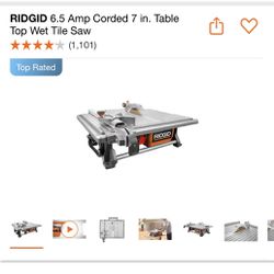 RIDGID 6.5 Amp Corded 7 in. Table Top Wet Tile Saw