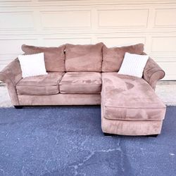Brown Microfiber Reversible Sectional Couch Sofa