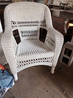 White Wicker Patio Armchair