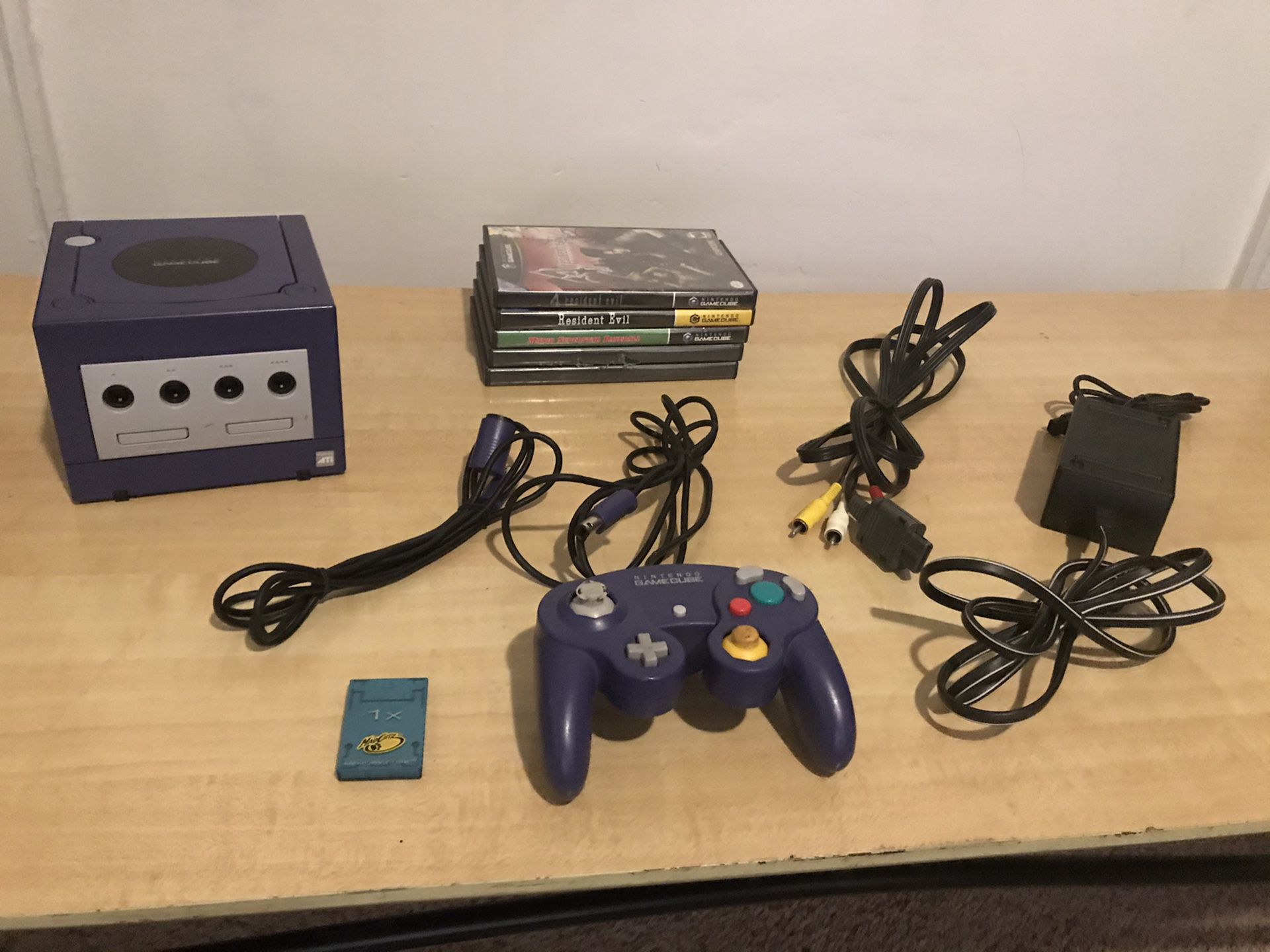 Game Cube with 5 Games - Mario Party 4 & 5, Resident Evil 1 & 4, Mario Baseball