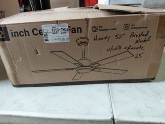 Hinnixy 52" ceiling fan with led light amd remote in brushed nickel