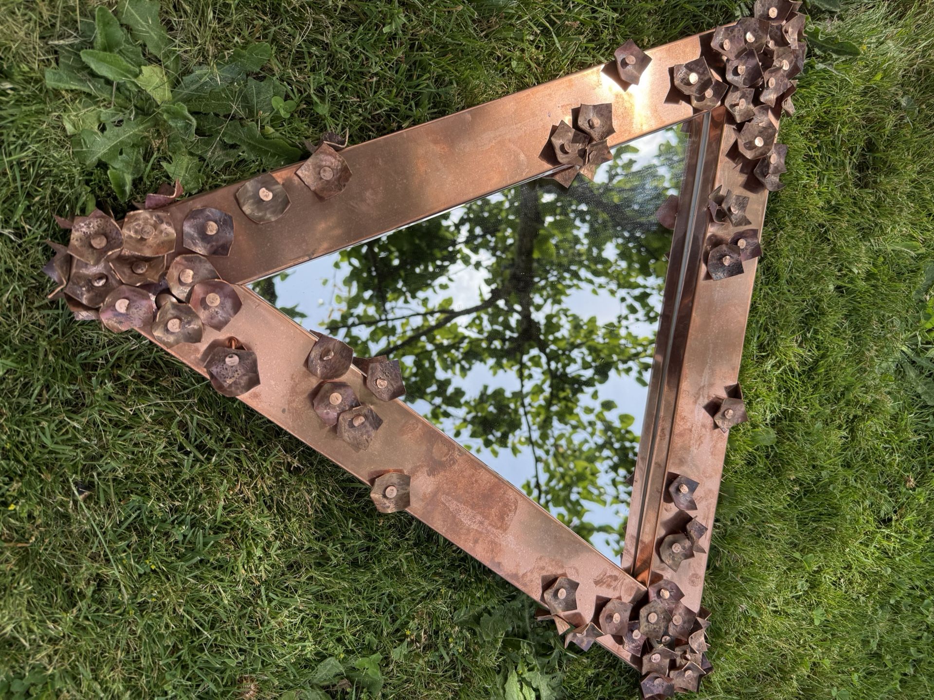 Copper Frame with Hand-Hammered Flower Design