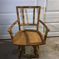 One (1) Vintage Bamboo Swivel Chair | Dining Chair