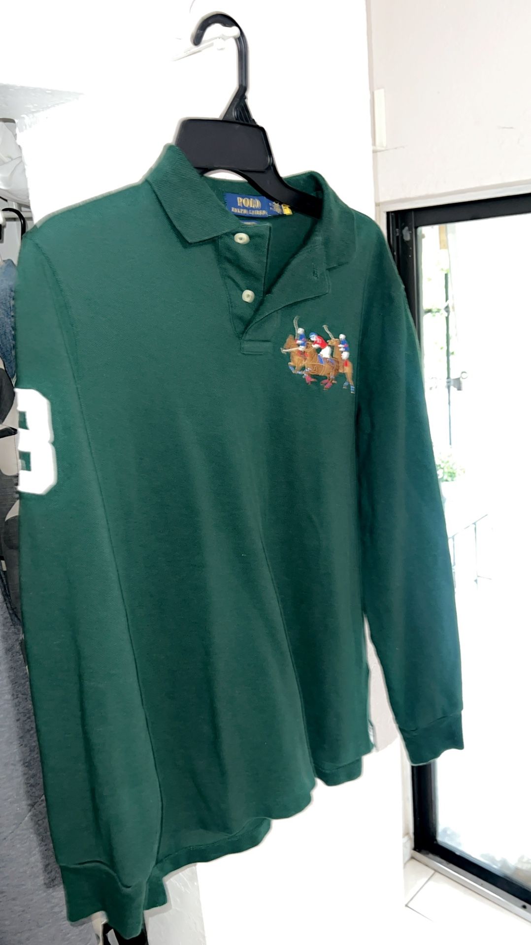 Two Polo Ralph Lauren Green & Grey Long Sleeve Shirt