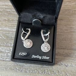Diamond Circle Leverback Drop Earrings (1/4 ct. tw) in Sterling Silver