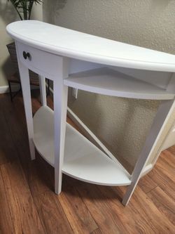 White Half Moon Console Table.