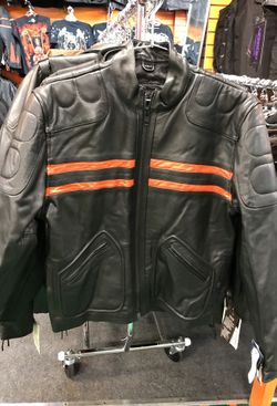 Premium Leather jacket for men with removable liner also orange stripes