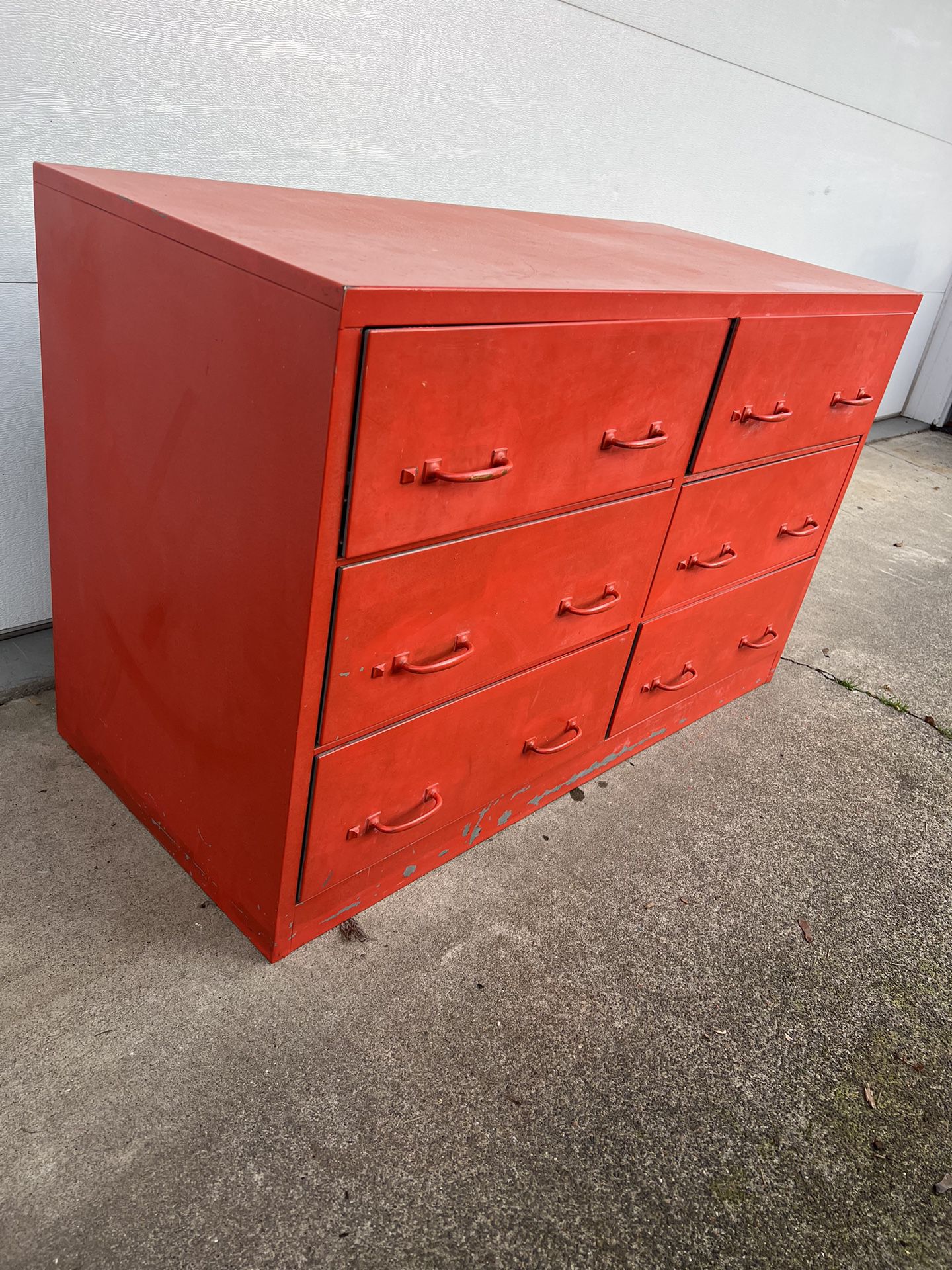 Metal 🤘Six Drawer Storage/ Dresser RED