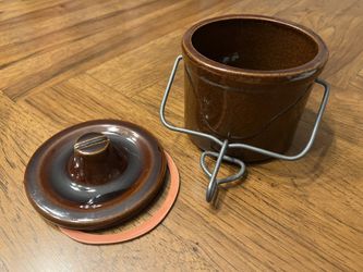 Vintage Brown Glazed Stoneware Cheese Crock