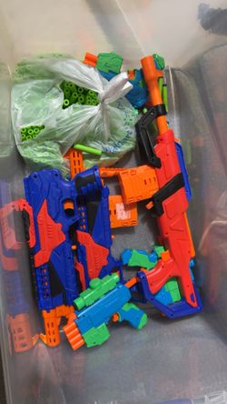 Box Full Of Nerf Guns And Bullets