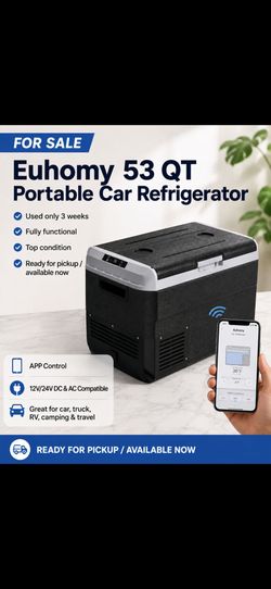 Euhomy - 53 QT Portable Car refrigerator - Black With warranty