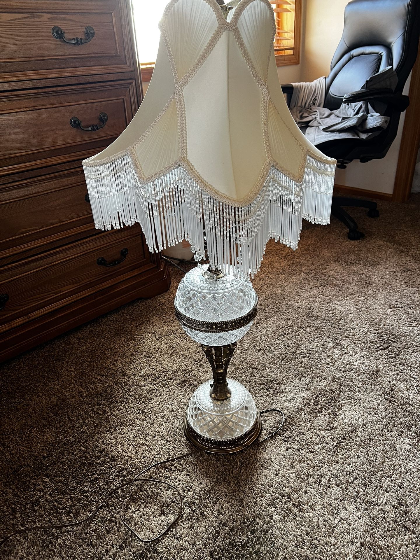 Crystal Cabinet, crystal antique lamp And crystal pieces