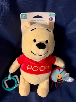 Winnie the pooh car seat toy, rattle, teether and crinkle toy
