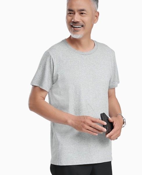 Summer cotton dad's short-sleeved T-shirt for men - lightweight, loose-fitting, suitable for middle-aged and elderly people - pure cotton old man's sh