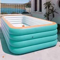 Extra Large 118 Inch 4-Layer, Swimming Pool - Thickened Foldable Family Pool for Backyard, Garden, Patio - No Electricity Needed