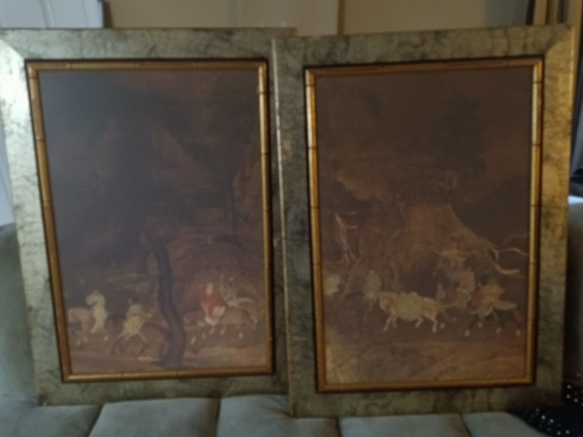 Large Asian Wall Painting Set 25x36.5in
