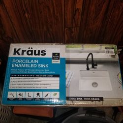 Kraus Porcelain Enameled SINK. FITS 24' Cabinet 