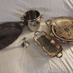 ASSORTED SILVER PLATTERS 