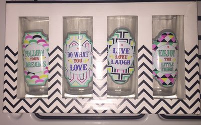 NIB- Wanderlust Stylish Juice Glasses- Set of 4