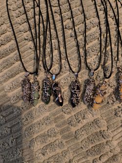Crystal Point Pendant Necklaces Set of 6